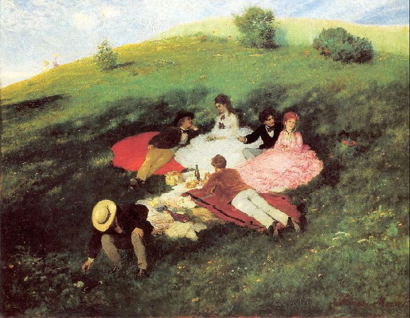 Merse, Pal Szinyei Picnic in May oil painting picture